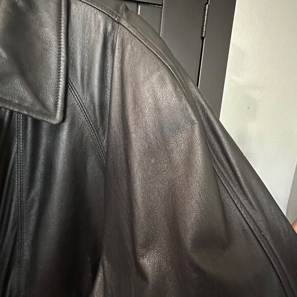 London Fog Genuine Leather Jacket Mens Size L Zip Front Bomber Coat Black - Picture 6 of 10
